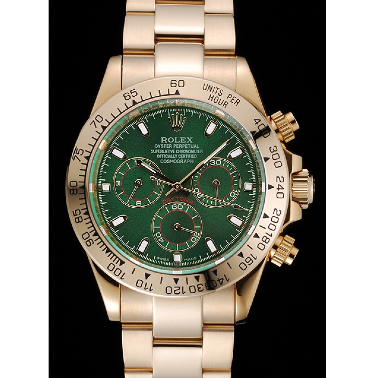 Aaa replica watch And Daytona 1454244 Dial Rolex Bracelet Green Gold Cosmograph Case 0817